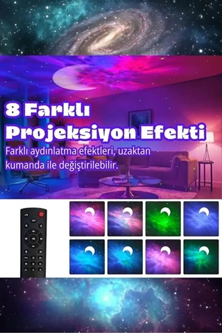 Astronot Bluetooth Hoparlör Bulutsusu Galax Yay Tavan Gökyüzü Projektör Zamanlayıcı Gece Lambası Belirtilmemis