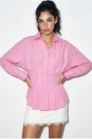 Shade Kadın Pileli Belden Oturtmalı Poplin Gömlek 343 60286048 - Pembe
