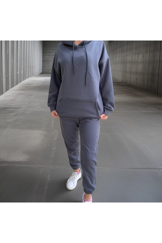 Ceyss Design Unisex Üç İplik Şardonlu Oversize Hoodieli Eşofman Takımı-antrasit Antrasit