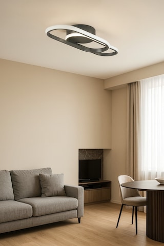 Zzez Gri Renk Modern Tasarım Beyaz Ledli Cafe - Mutfak - Salon 2 Li Led Avize Gri