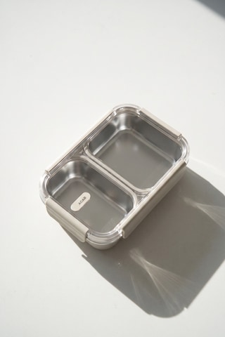 Steelock Paslanmaz Çelik İki Bölmeli Yemek Kabı - 22 Cm Krem