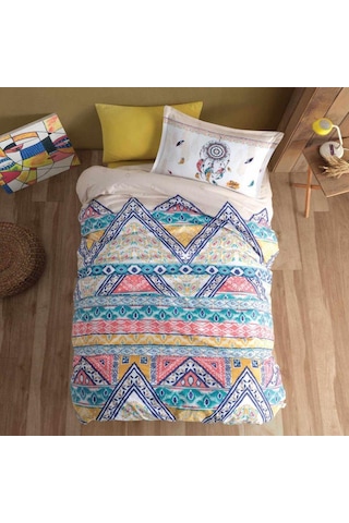 Clasy Ranforce Nevresim Takımı Tek Kişilik Boho V1 Bej