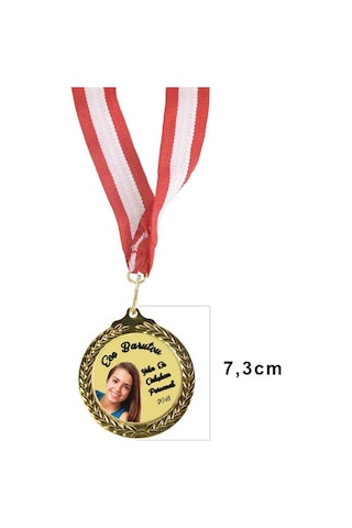 7,3 Cm Altın Renk Zeytin Dalı Madalya Kişiye Özel Yazı Alanlı Ödül Madalyası Sarı