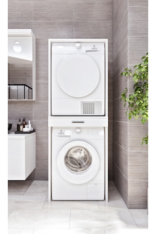 Ases Mobilya Esl0237 Çamaşır Makinesi Ve Kurutma Makinesi Dolabı Beyaz Beyaz