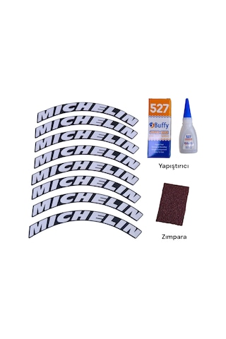 Lastik Yanak Yazısı Mıchelın Beyaz 3d + Yapışkan - Lnsmoto