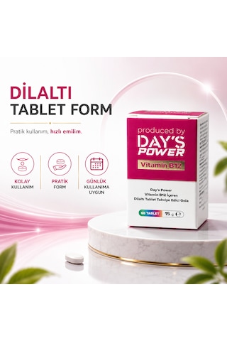 Day S Power Vitamin B12 Dilaltı Tablet 60 Tablet Takviye Edici Gıda
