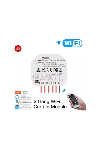 Tuya Destekli Wifi Akıllı 2 Kanallı Panjur Stor Anahtarı