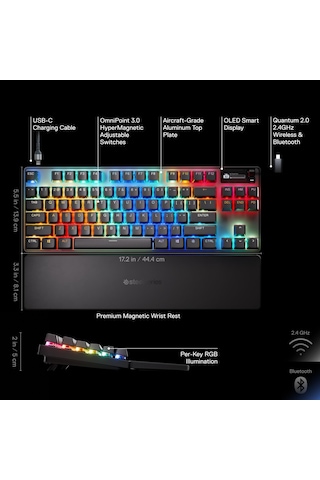 Steelseries Apex Pro TKL Wireless Gen 3 RGB Mekanik Kablosuz Oyuncu Klavyesi