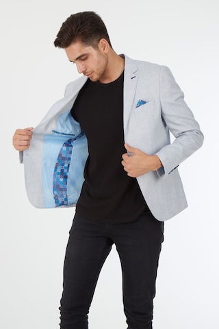 Sposo 5123 Dar Kalıp Keten Buz Mavisi Erkek Blazer Ceket Mavi