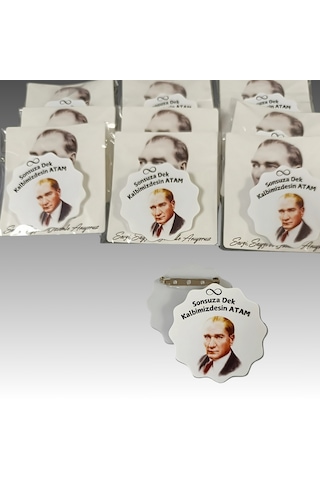10 Kasım Atatürk'ü Anma Günü İğneli Akrilik Yaka Rozeti 12 Adet Çok Renkli