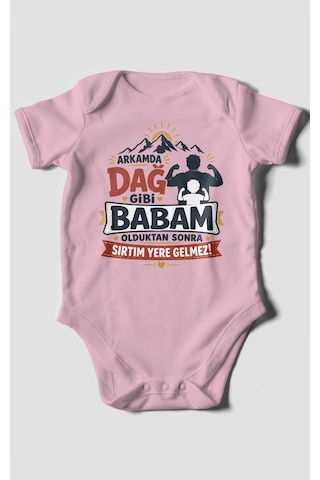 Morivokids Babaya Özel Kısa Kollu Bebek Body %100 Pamuk Zbn209-kk Koyu Pembe