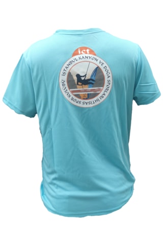 Erkek Nem Emici Hızlı Kuruma Atletik Teknik Performans T-shirt Turkuaz