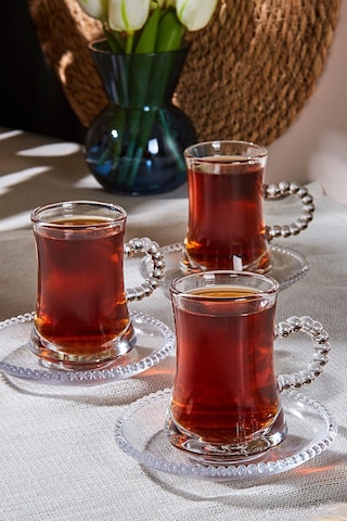 Perotti Pearl 12 Parça Boncuklu Cam Çay Takımı 180 Ml Çay Seti