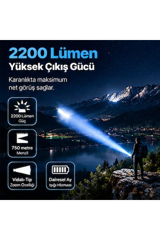 Klarus A3 Uzun Menzilli 2200 Lümen Zoom Özellikli El Feneri Siyah