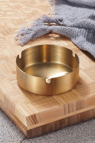 10 Adet Çelik Gold 8 Cm Kafe Restaurant Lokanta Yuvarlak Kül Tablası Küllük