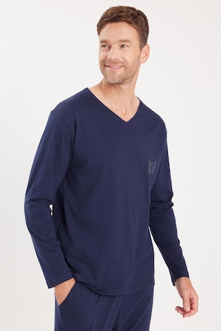 Tudors Erkek Standart Fit %100 Pamuk V Yaka Beli Lastikli Lacivert Pijama Takımı-37940 Lacivert