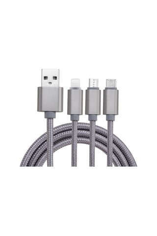 Mufunye Gri Nylon Örgü 3'ü 1 Data Kablosu: Lightning/type-c/micro Usb Bağlantıları, 2a Hızlı Şarj, Dayanıklı Metal Uçlar