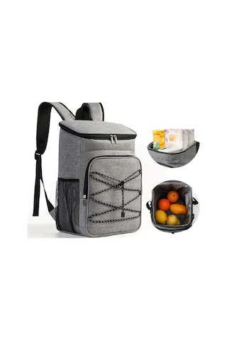 Teltree Gri Oxford Kumaş Çift Omuzlu Isı Saklama Çanta - Büyük Kapasiteli Piknik & Soğuk Saklama Outdoor Çanta Gri