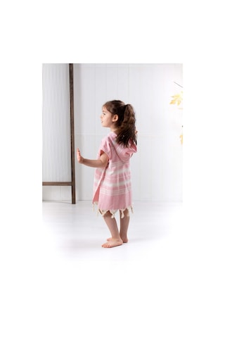 Formeya Çocuk 9-10yaş Bornoz Panço %100 Pamuk Plaj Havlusu Peştamal Pembe