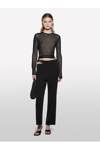 Sisley Beli Zincir Detaylı Dökümlü Pantolon Kadın Siyah Pantolon - 325p41h1lf06z