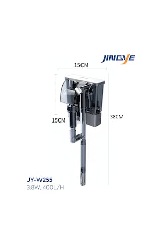 Jingye Jy-w255 Askı Şelale Akvaryum Filtresi 6w 400l/h Sessiz, Pratik, Dengeli Su Sirkülasyonu