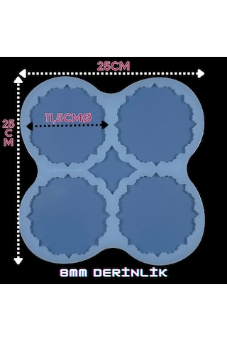 Epoksi Silikon Dekoratif Bardak Altlığı Kalıbı 4'lü