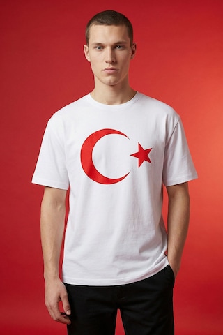 Tommy Life Beyaz Ay Yıldız Baskılı Unisex T-shirt - 88509