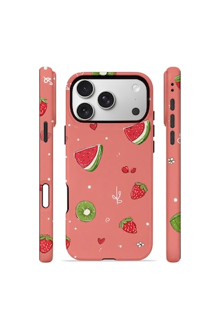 Apple iPhone Uyumlu 17 Pro Max Vorian Çift Katmanlı Magsafe Kılıf Summer Fruit Crush