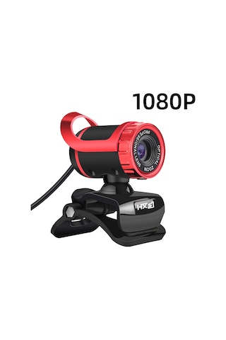 Geeksen S9 Usb 2.0 1080p Web Kamera, Pc Ve Laptop İçin Dahili Mikrofonlu Video Görüşme Aracı, Kırmızı