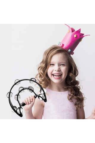 Midex Tf-26bk Çift Sıra 10 Zilli Siyah Tef Tamburin El Kavrama Aksamlı