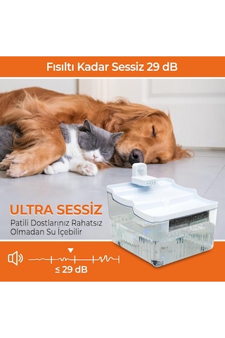 Sensörlü Sessiz Su Sebili, Sensörlü Kedi Su Pınarı, Kedi Su Kabı, Otomatik Kedi Su Sebili, Akıllı Köpek Su Kab