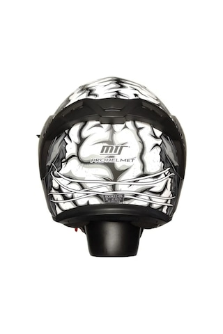 Motosiklet Sertfikalı Güneş Vizörlü Kask Full Face Motor Kaskı Zombıes Whıte Gri -