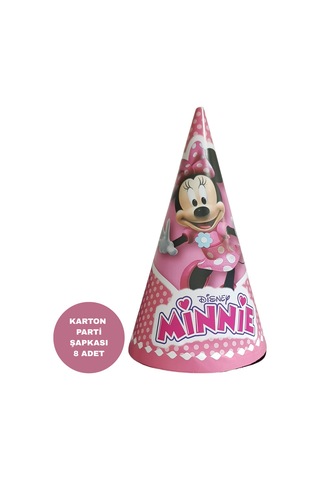 Karton Parti Şapkası Minnie Mouse Temalı 8 Adet Tüm Yaşlar