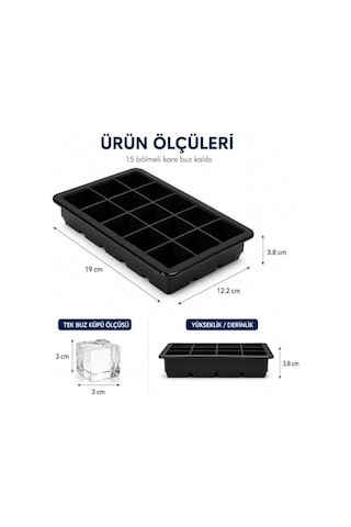 2'li Silikon Buz Kalıbı Seti 15 Bölmeli Buzluk Kalıbı Esnek Ve Kolay Çıkarma Dondurucu İçin Buz Yapma Kalıbı İçecek, Kokteyl Ve Soğuk İçecekler İçin