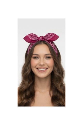 Mollycrush Unisex Pembe Şal Desenli Bandana Günlük Saç Aksesuarı, Boyunluk Ve Outdoor Fular Pembe