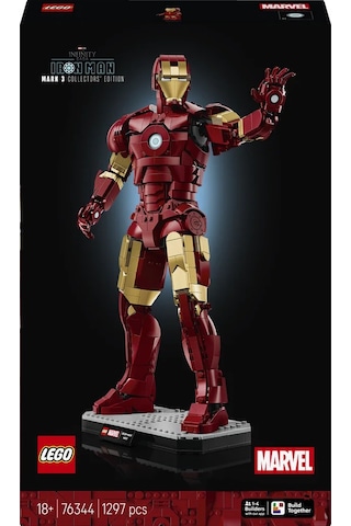 LEGO® ǀ Marvel Iron Man Mark 3 Koleksiyoncu Versiyonu 76344 - Yetişkinler için Minifigür İçeren Model Yapım Seti (1297 Parça)