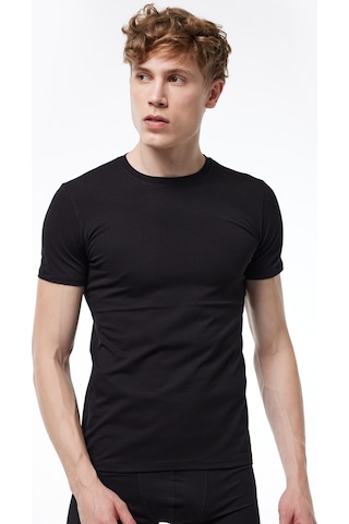 Malabadi Erkek Siyah 2 Li Yuvarlak Yaka Kısa Kollu Pamuk Elastan Fanila T-shirt 093