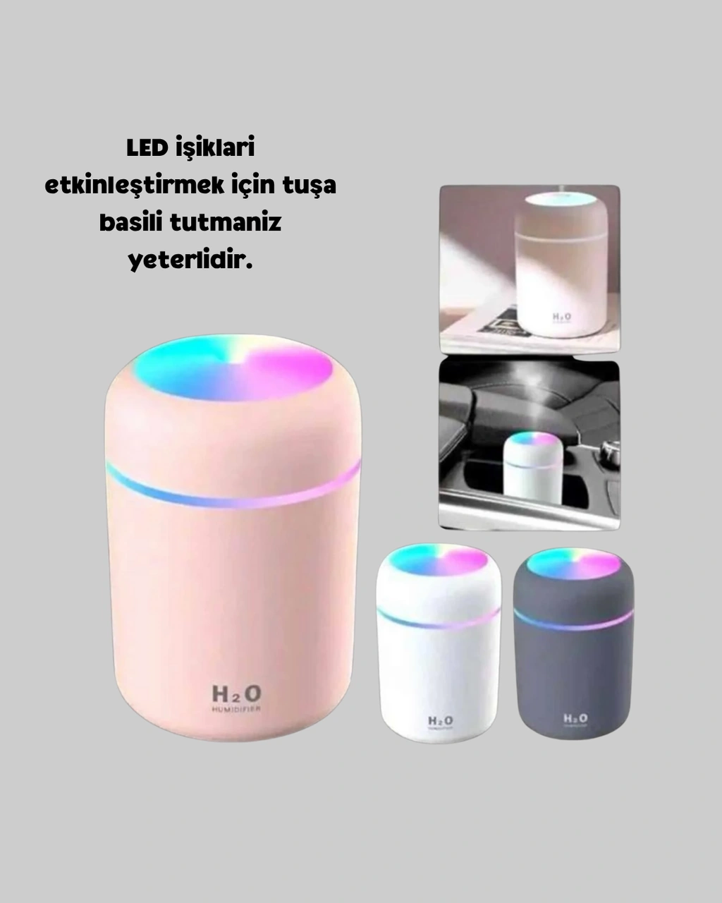Usb Bağlantılı Led Işıklı Hava Nemlendirici Sessiz Ve Kullanıcı Dostu Tasarım Çok Renkli