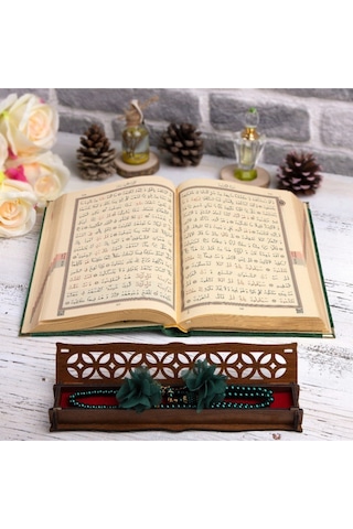 Hediyelik Kur'An-I Kerim Raşel Yeşil Orta B. Tespihli Ah.Kutu