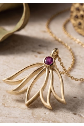 Yakut Lotus Çiçeği Kolye 07414063