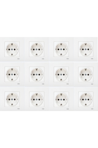 Viko Karre 12 Adet Topraklı Priz - Çerçeveli Beyaz