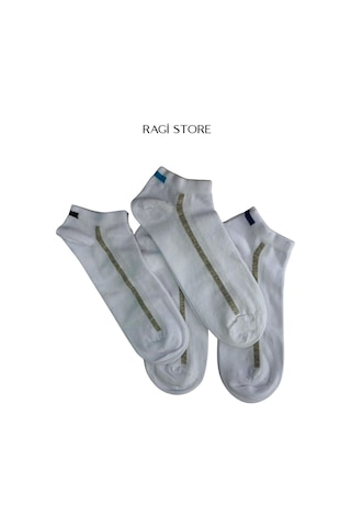 Ragi Store 4'lü Beyaz Dikişsiz Penye Erkek Patik Çorap Beyaz