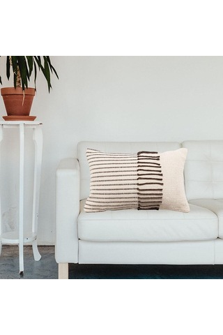 Suntek Magideal Boho Pamuk Makrome Yastık Örtüsü Dekoratif Minder Beyaz-30x50cm