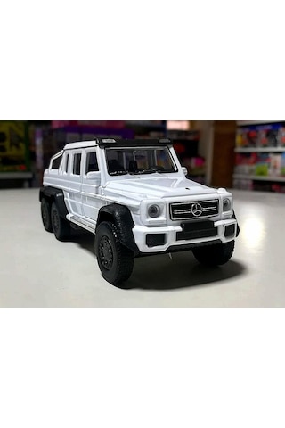 Mercedes 6x6 1/36 Ölçek Beyaz Diecast Çek Bırak Metal Model Araba