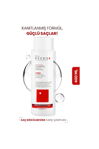 Derma Needs Saç Dökülmesi Karşıtı Şampuan 400 ML Güçlendirici Amino Asit, Biotin, B3/b5/b7 Vitamin Sülfatsız