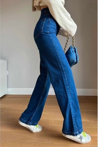 Vanes Gold Ikon 90's Koyu Mavi Likralı Süper Extra Yüksek Bel Palazzo Salaş Jean Pantolon Koyu Mavi
