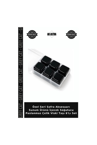 Özel Seri Sofra Aksesuarı Sunum Ürünü İçecek Soğutucu Paslanmaz Çelik Viski Taşı 6'lı Set