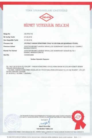 Yangın Söndürme Tüpü Abc Tozlu 1 KG - 2022-2026 Tarihli Tüv-Türk