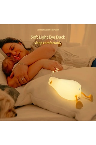 Yalan Düz Ördek Gece Lambası, Led Squishy Ördek Lamba, Sevimli Krem
