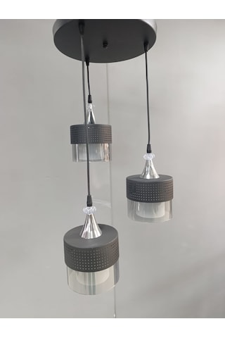 3 Lü Füme Çift Cam Lüx Sarkıt SİYAH 1.MODEL